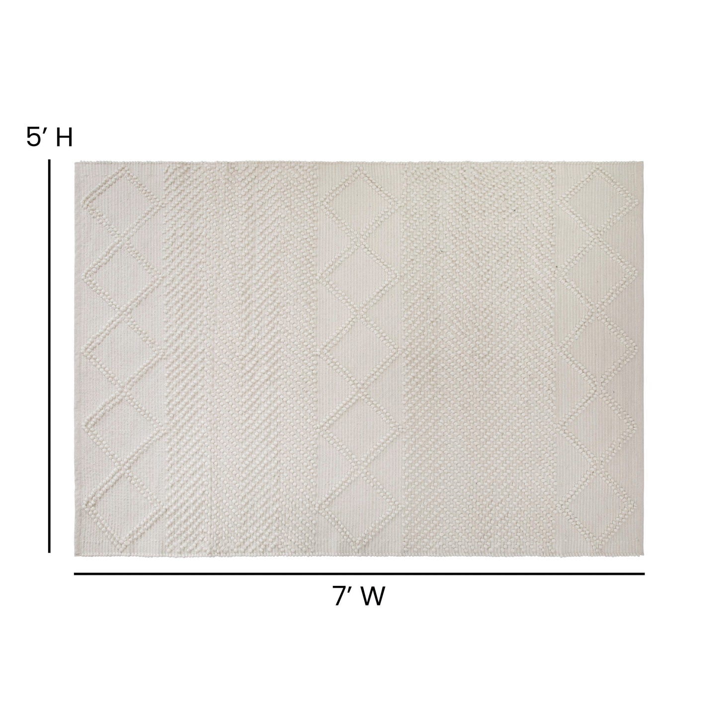5'x7' Ivory & White Area Rug CI-20-9450A-57-CR-GG