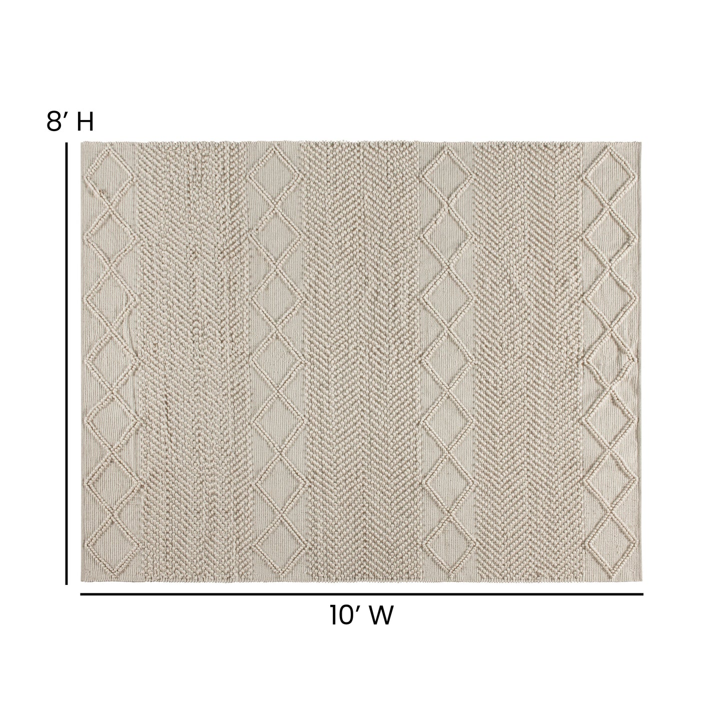 8'x10' White & Ivory Area Rug CI-20-9450A-810-CR-GG