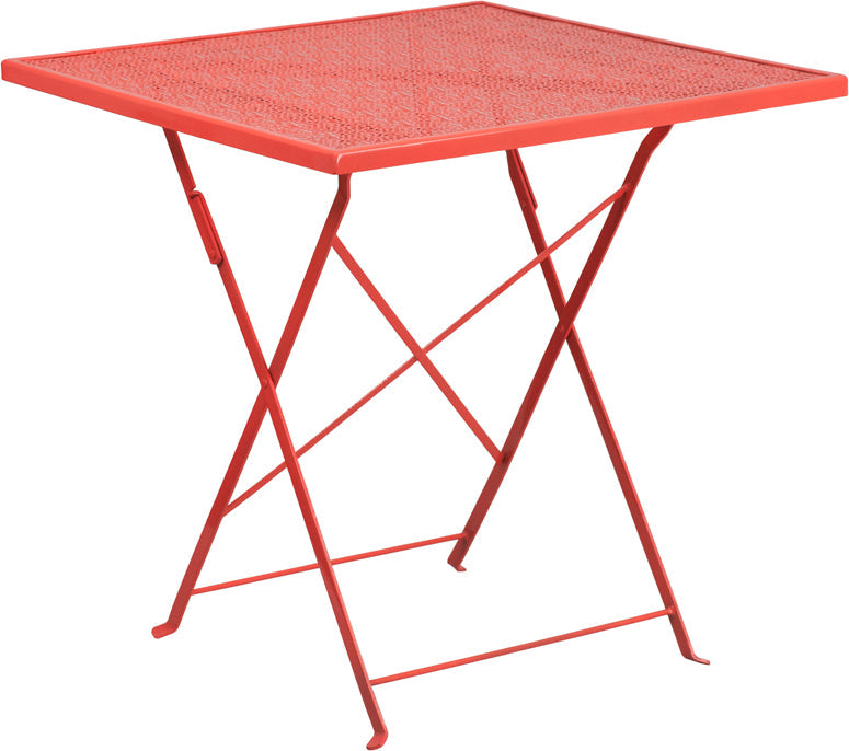 28SQ Coral Folding Patio Table CO-1-RED-GG