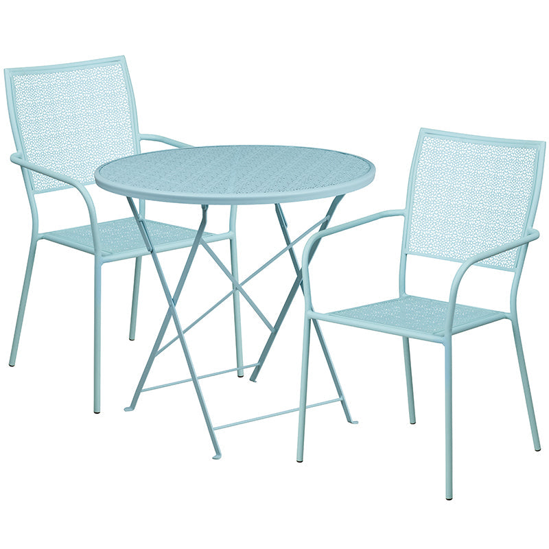 30RD Sky Blue Fold Patio Set CO-30RDF-02CHR2-SKY-GG