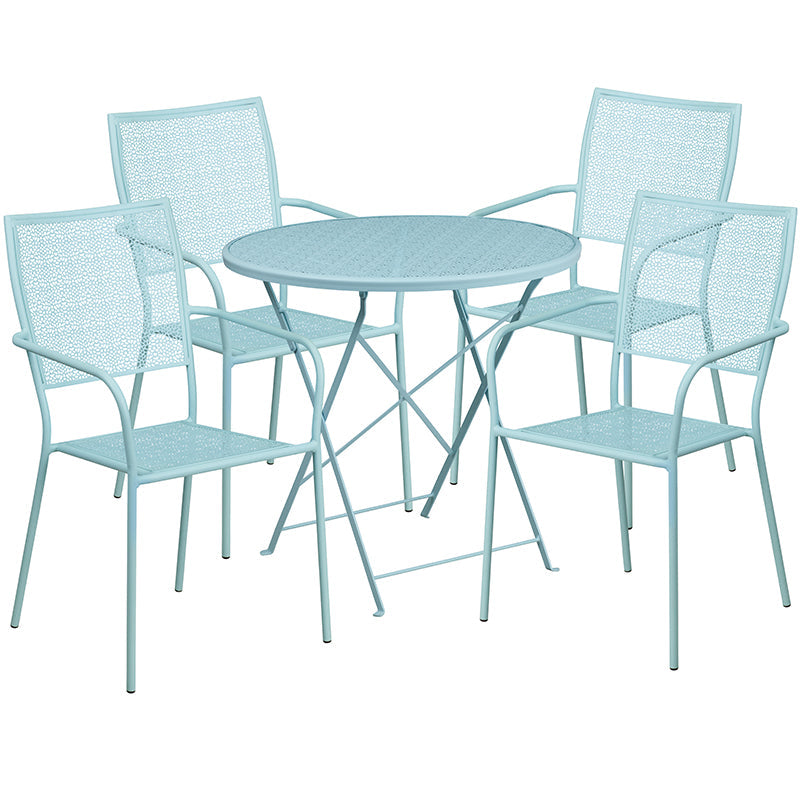 30RD Sky Blue Fold Patio Set CO-30RDF-02CHR4-SKY-GG