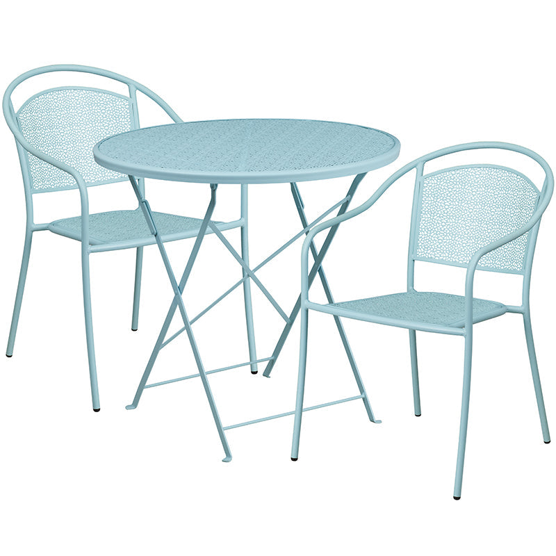 30RD Sky Blue Fold Patio Set CO-30RDF-03CHR2-SKY-GG