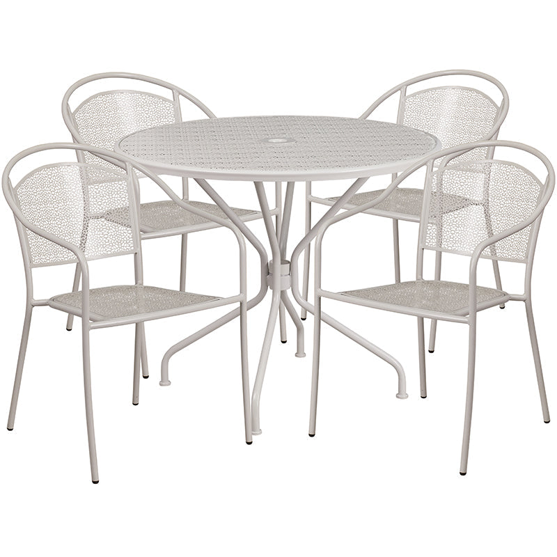 35.25RD Gray Patio Table Set CO-35RD-03CHR4-SIL-GG