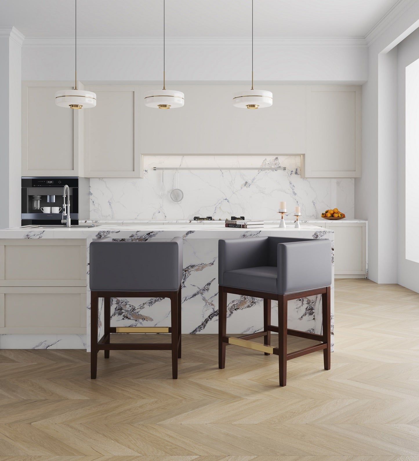 Manhattan Comfort Kingsley Barstool and Counter Height Bar Stool Collection