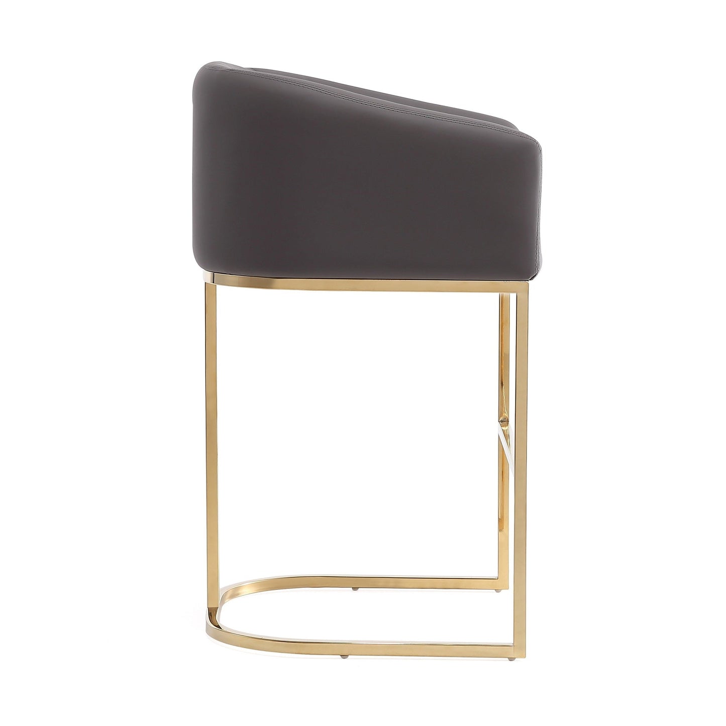 Manhattan Comfort Louvre Mid-Century Modern Leatherette and Stainless Steel Barstools