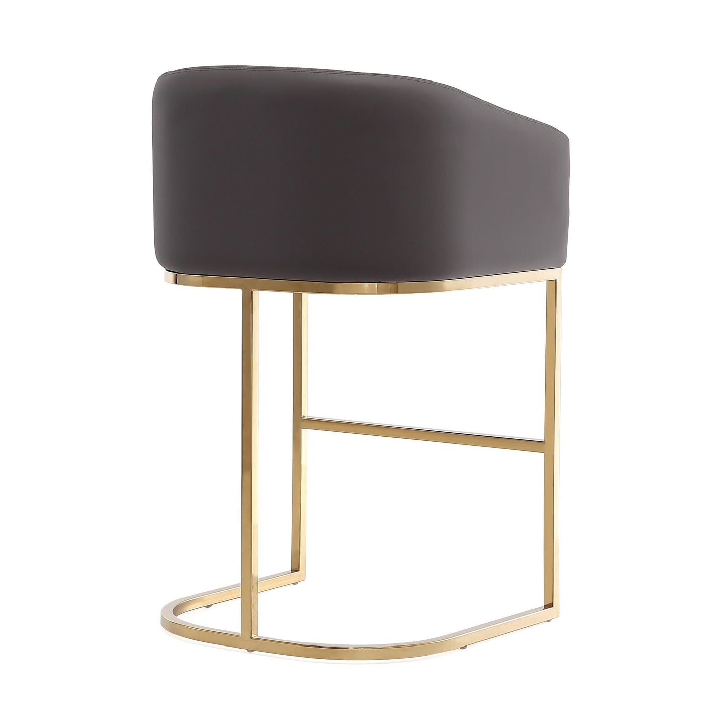 Manhattan Comfort Louvre Mid-Century Modern Leatherette and Stainless Steel Barstools