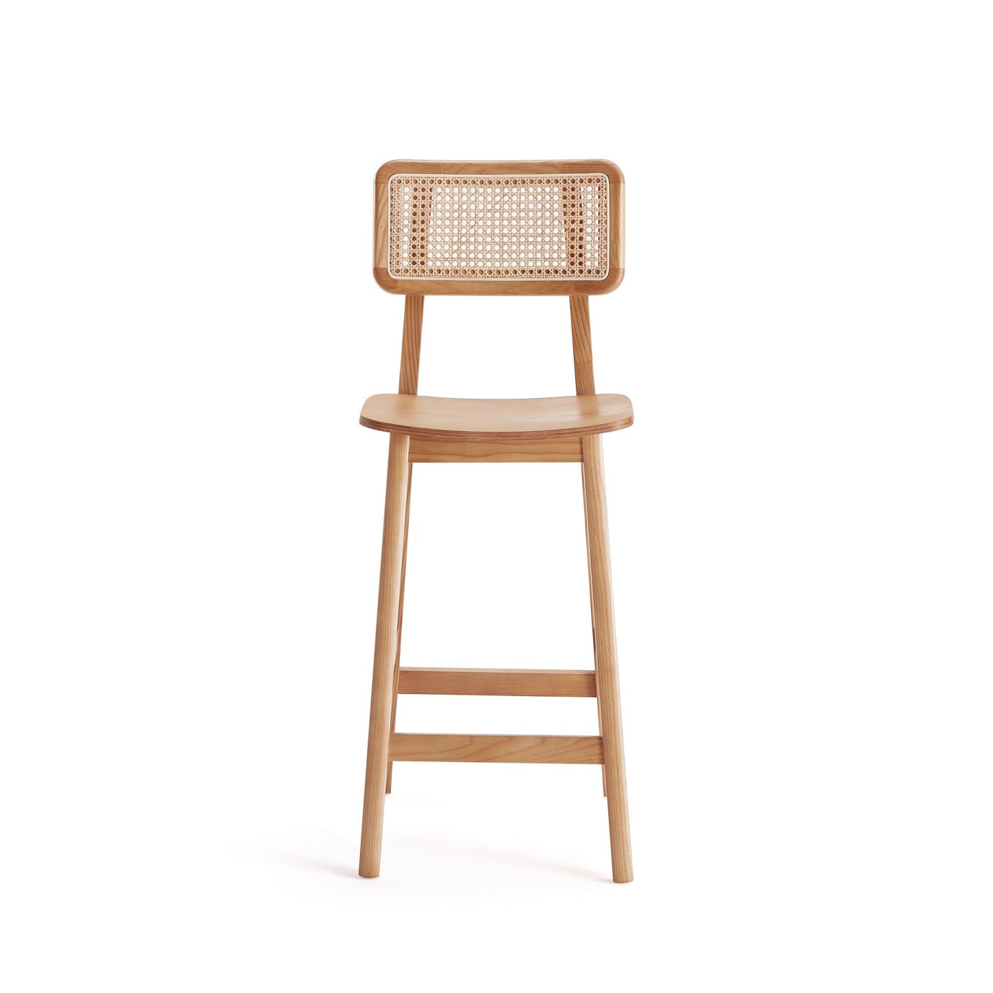 Manhattan Comfort Versailles Counter Stool in Black and Natural Cane - Set of 2