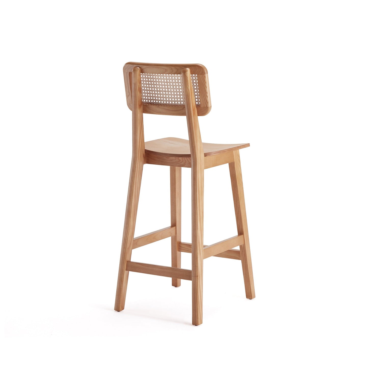 Manhattan Comfort Versailles Counter Stool in Black and Natural Cane - Set of 2