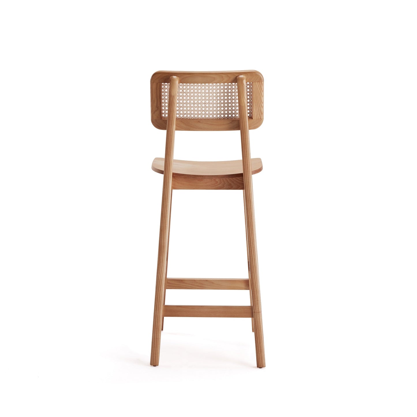 Manhattan Comfort Versailles Counter Stool in Black and Natural Cane - Set of 2