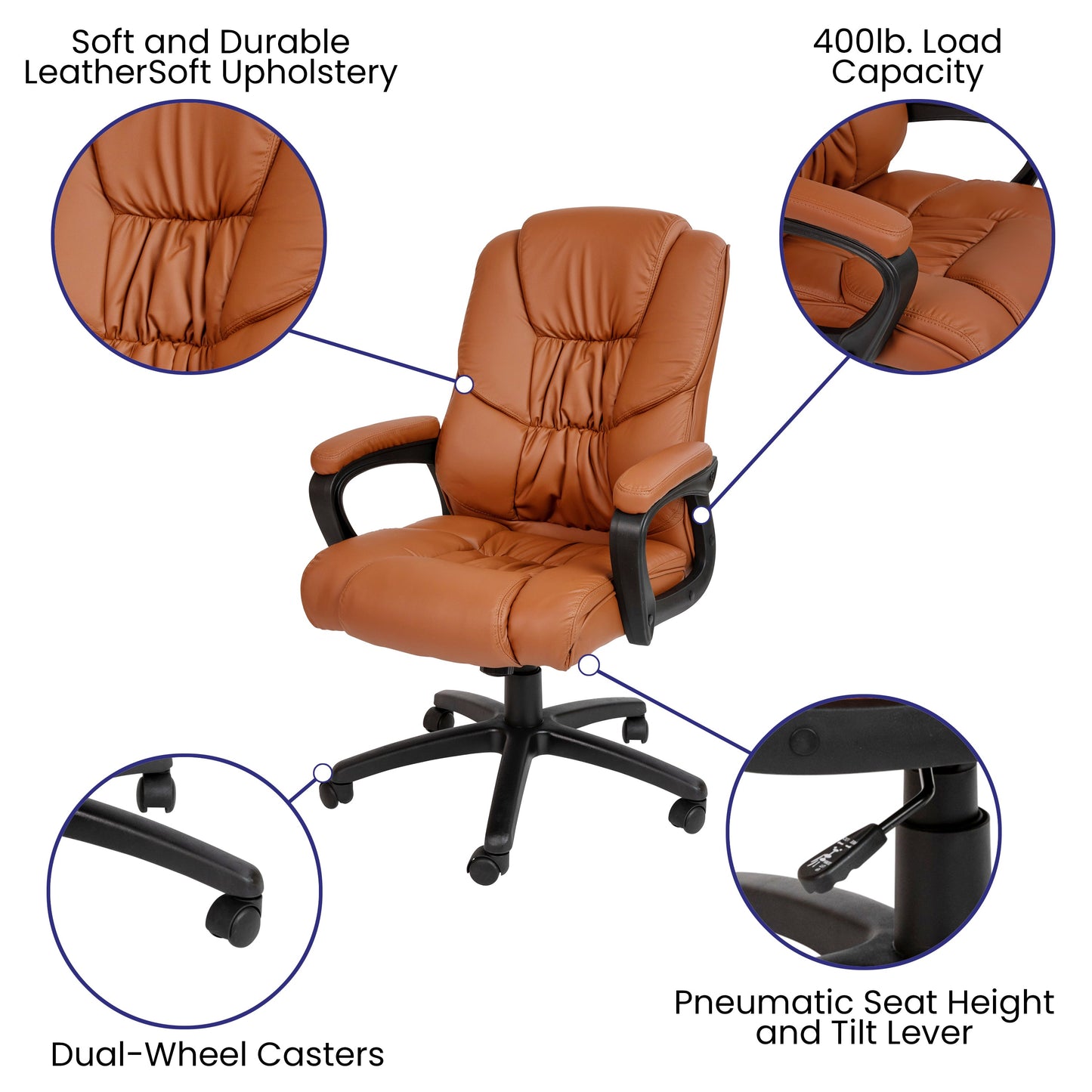 Brown Big & Tall Leather Chair CX-1179H-BR-GG
