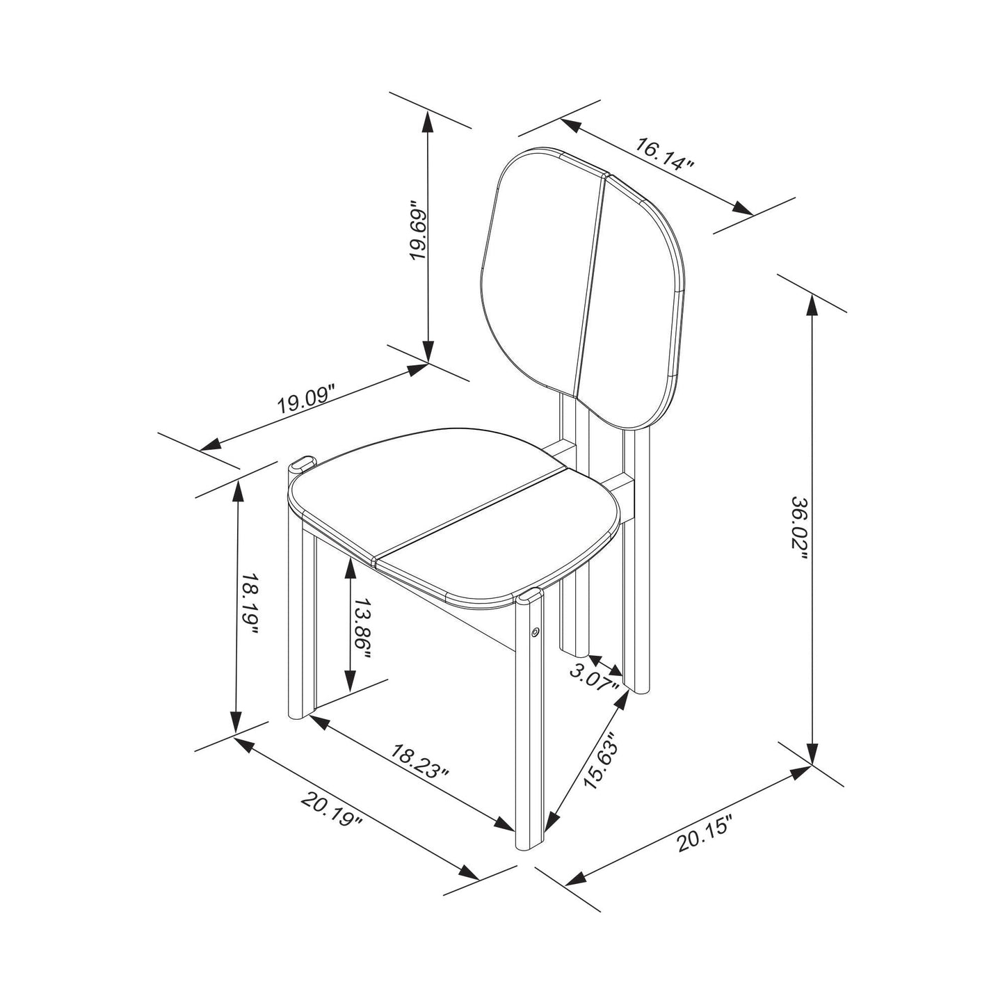 Manhattan Comfort Mid-Century Modern Gales Dining Chair with Solid Wood Legs in White - Set of 2 DC-83938-WH