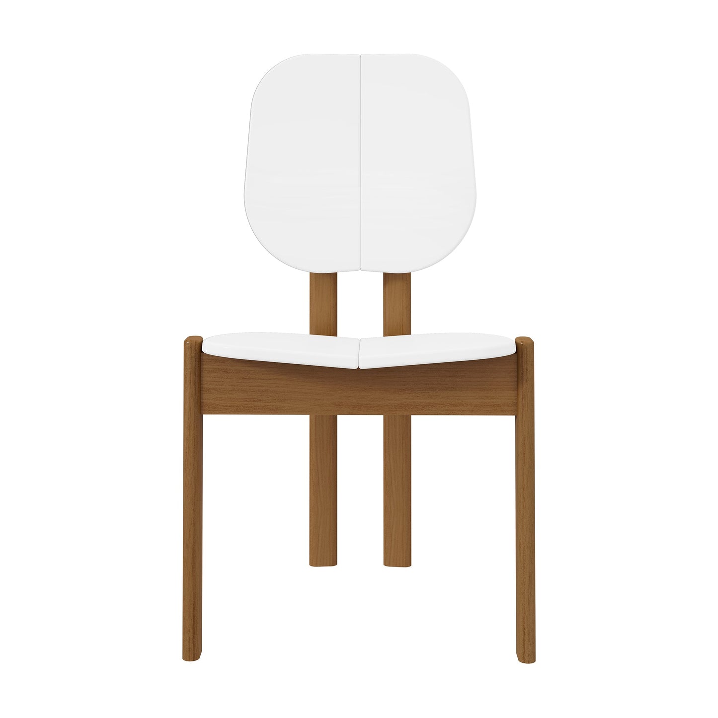 Manhattan Comfort Mid-Century Modern Gales Dining Chair with Solid Wood Legs in White - Set of 2 DC-83938-WH