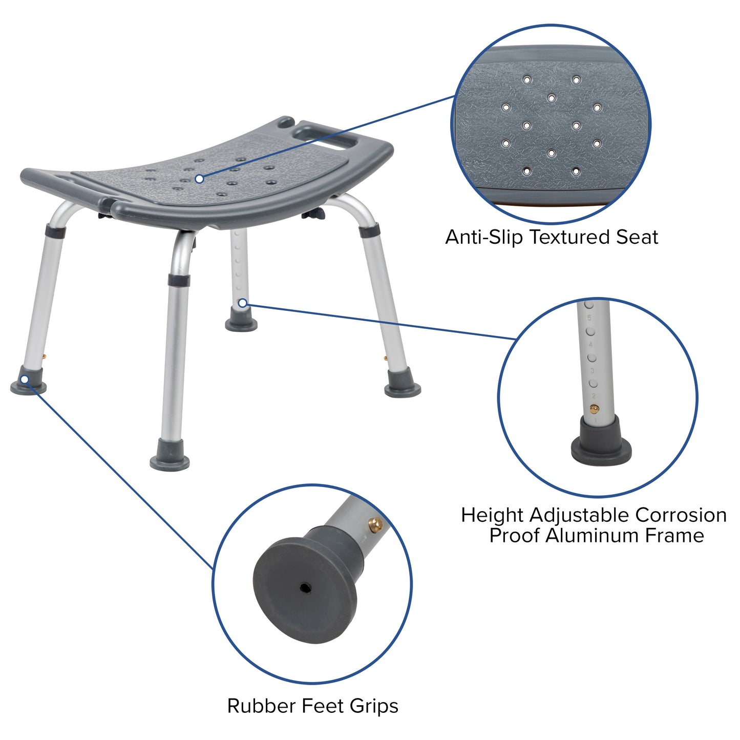 Gray Bath & Shower Chair DC-HY3410L-GRY-GG