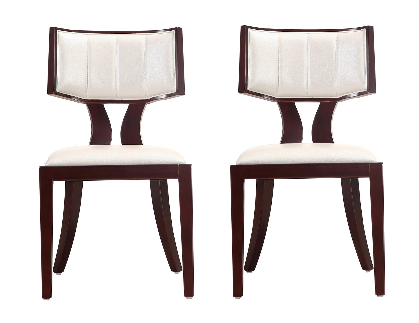 Manhattan Comfort Pulitzer Pearl White and Walnut Faux Leather Dining Chair (Set of Two) DC001-PW