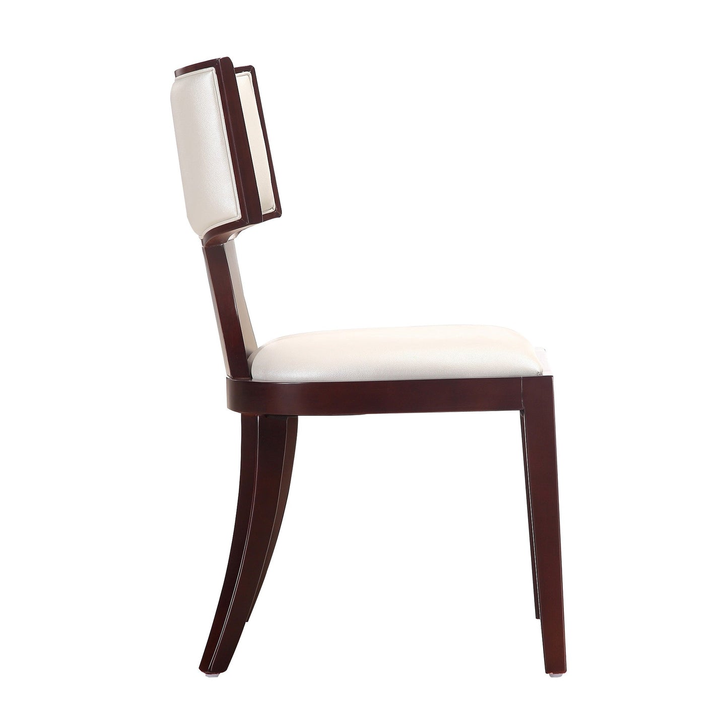 Manhattan Comfort Pulitzer Pearl White and Walnut Faux Leather Dining Chair (Set of Two) DC001-PW
