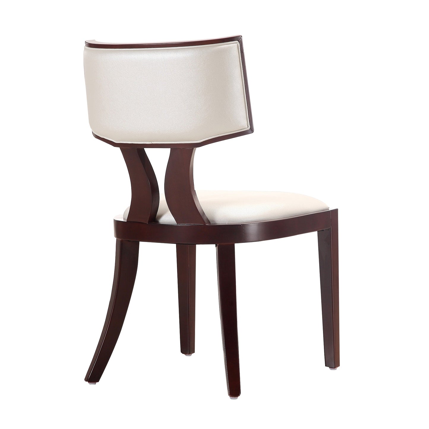 Manhattan Comfort Pulitzer Pearl White and Walnut Faux Leather Dining Chair (Set of Two) DC001-PW