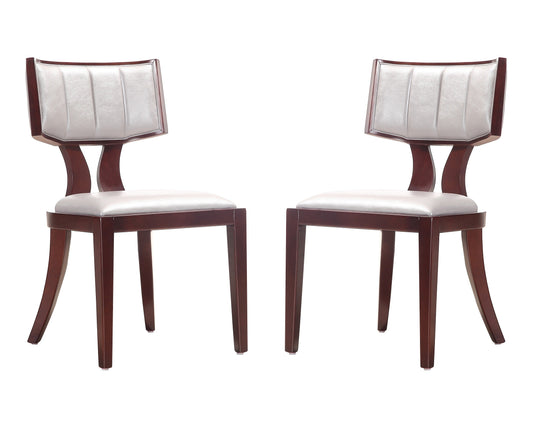 Manhattan Comfort Pulitzer Silver and Walnut Faux Leather Dining Chair (Set of Two) DC001-SV
