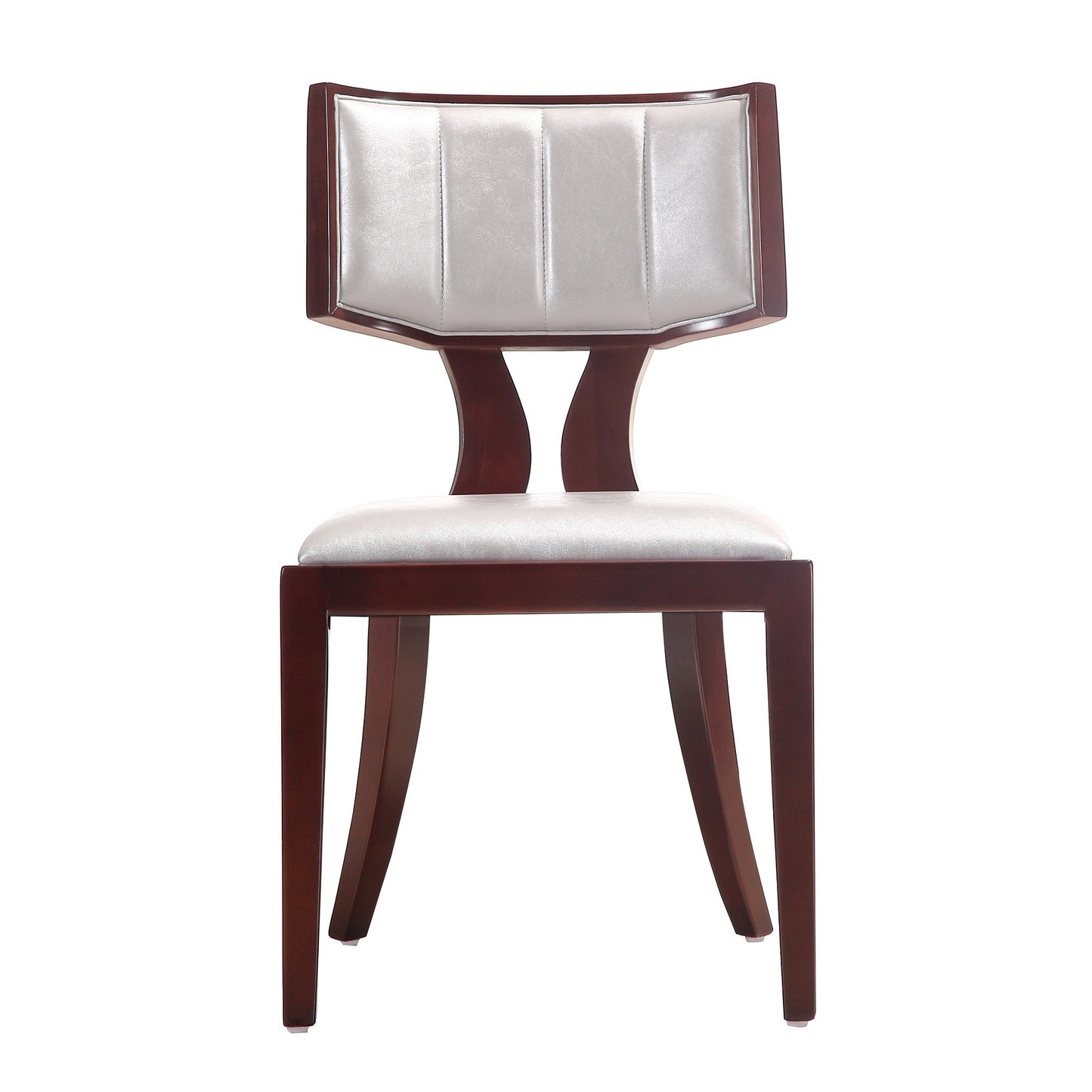 Manhattan Comfort Pulitzer Silver and Walnut Faux Leather Dining Chair (Set of Two) DC001-SV