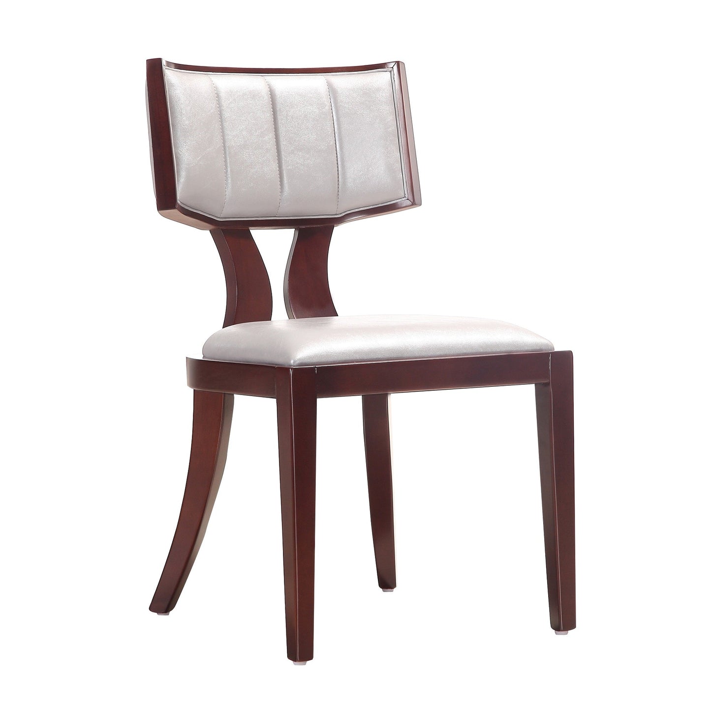 Manhattan Comfort Pulitzer Silver and Walnut Faux Leather Dining Chair (Set of Two) DC001-SV