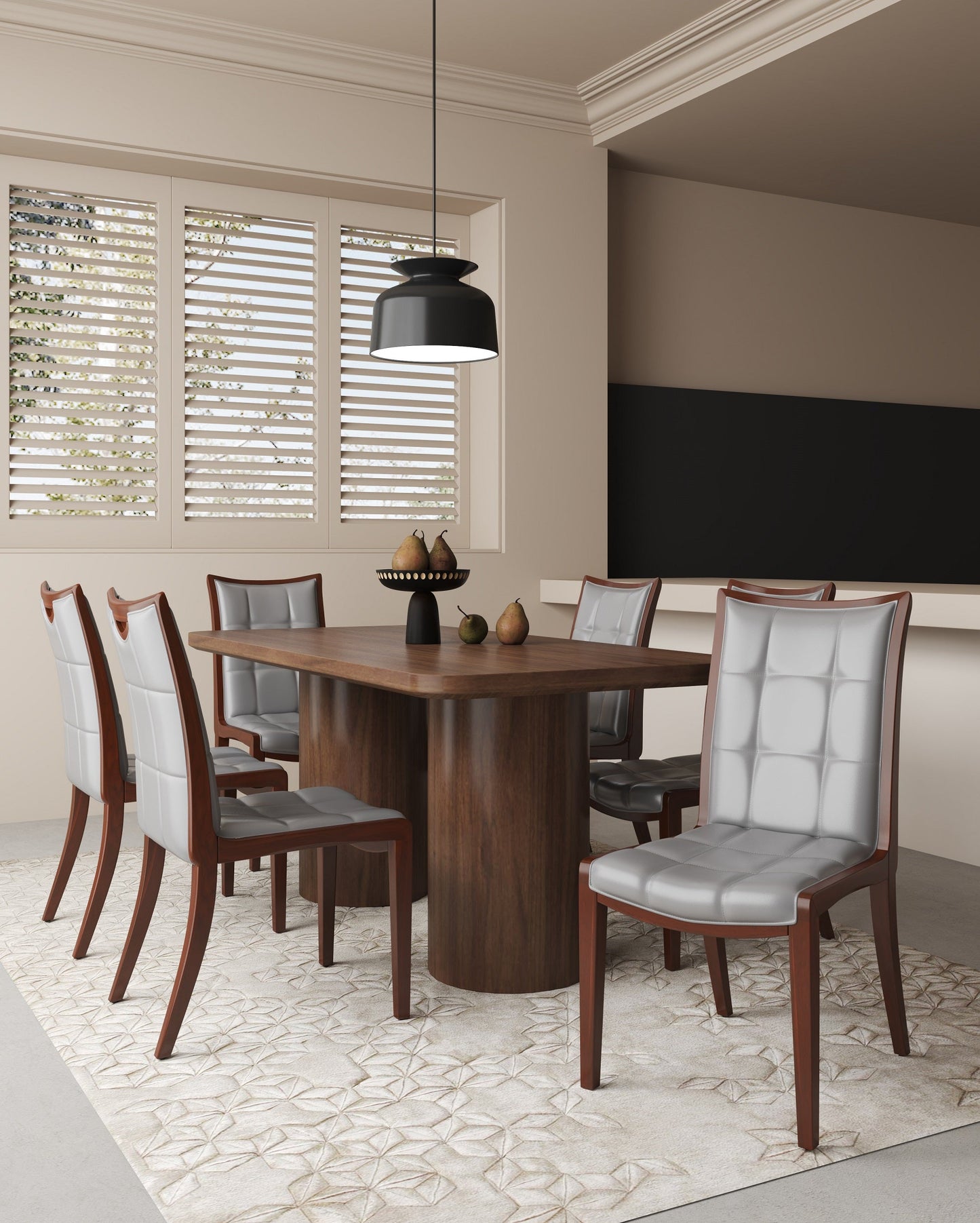 Manhattan Comfort Executor Silver and Walnut Faux Leather Dining Chairs (Set of Two) DC003-SV