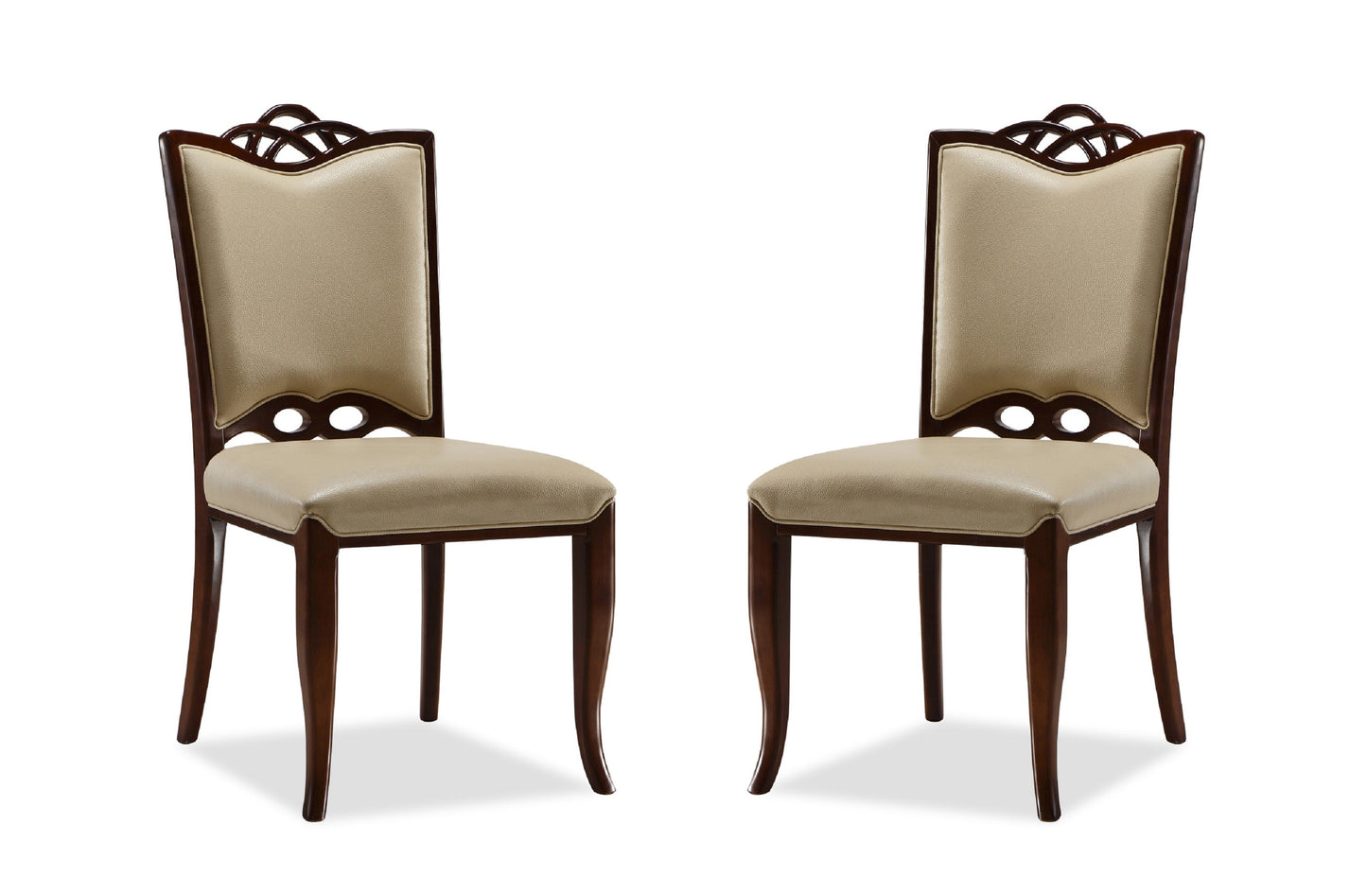Manhattan Comfort Regent Cream and Walnut Faux Leather Dining Chair (Set of Two) DC005-CR