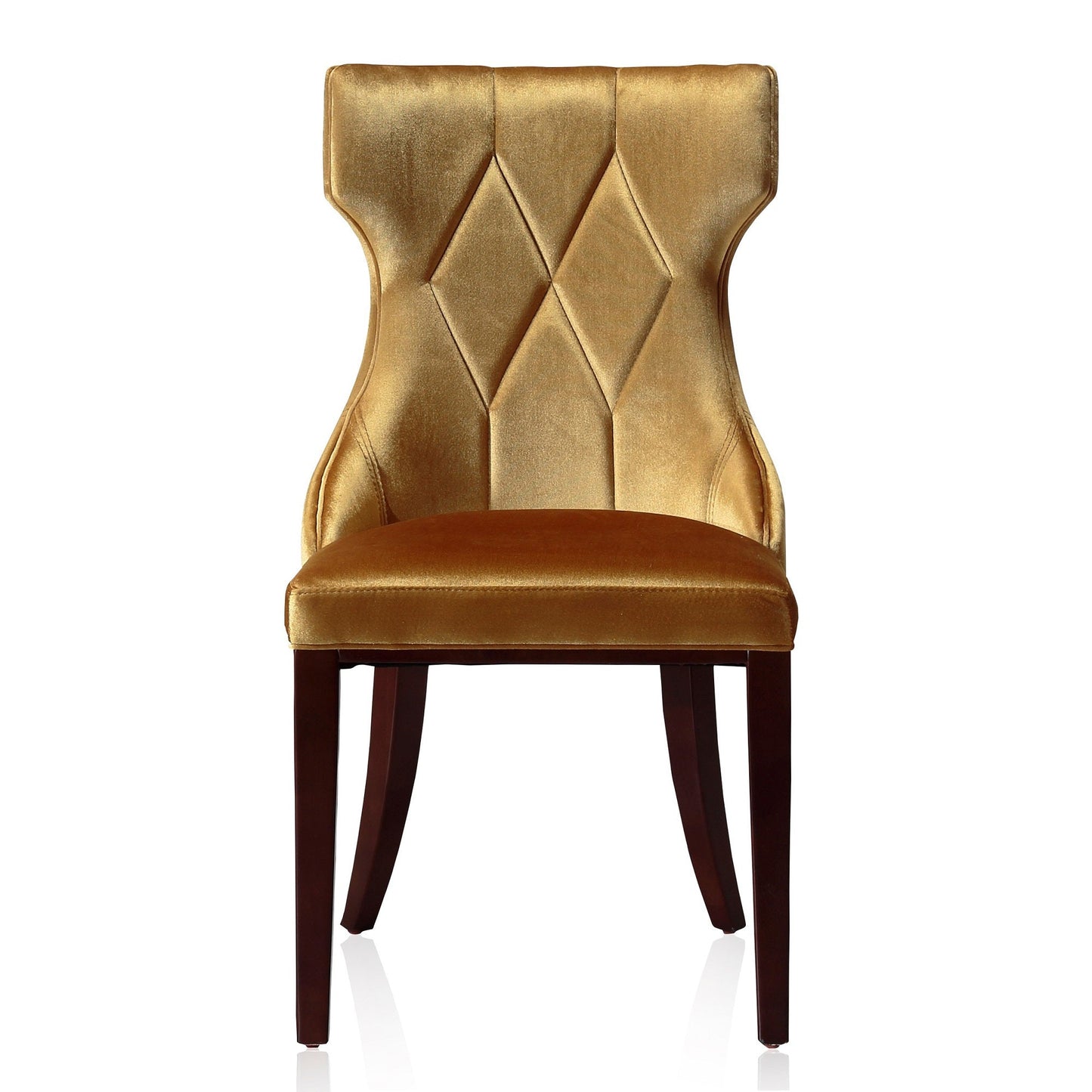 Manhattan Comfort Reine Antique Gold and Walnut Velvet Dining Chair (Set of Two) DC007-AG