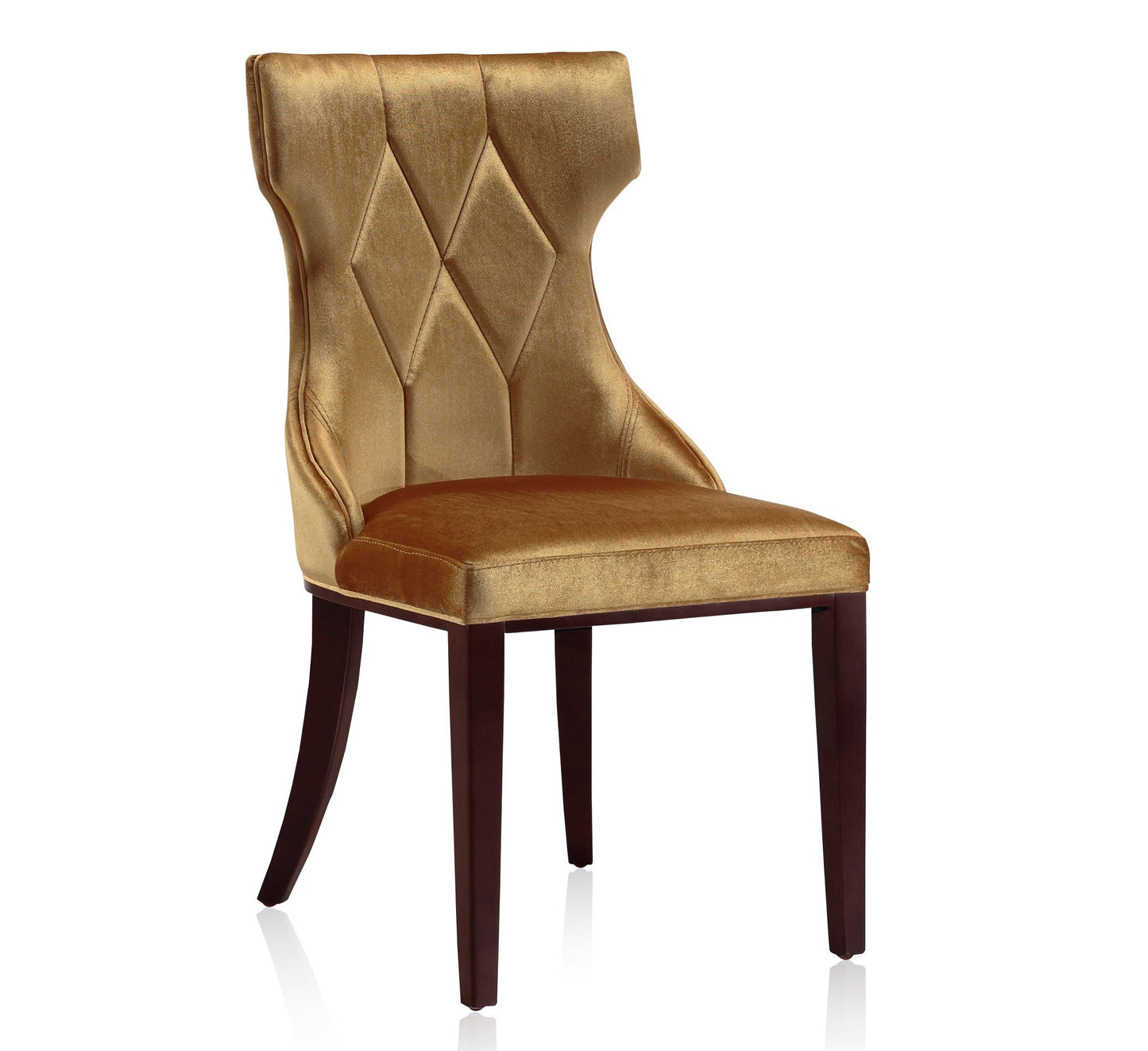 Manhattan Comfort Reine Antique Gold and Walnut Velvet Dining Chair (Set of Two) DC007-AG