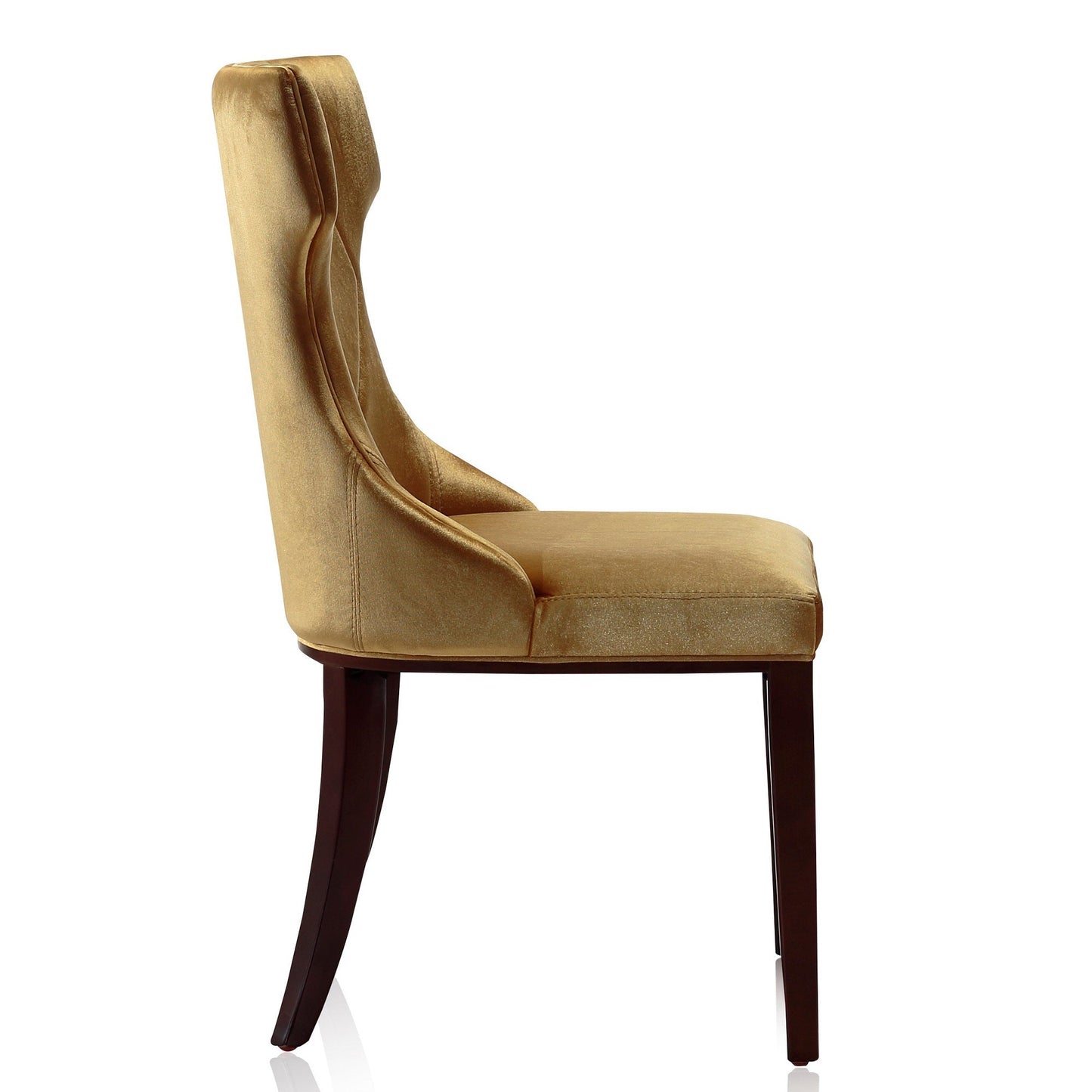 Manhattan Comfort Reine Antique Gold and Walnut Velvet Dining Chair (Set of Two) DC007-AG