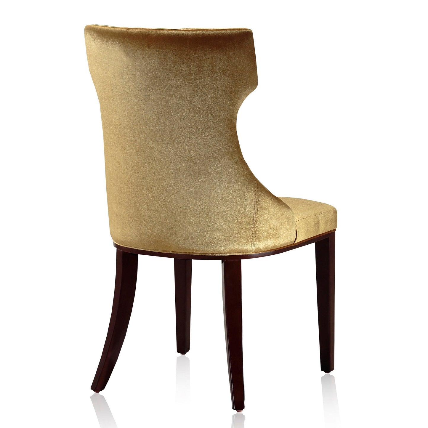 Manhattan Comfort Reine Antique Gold and Walnut Velvet Dining Chair (Set of Two) DC007-AG