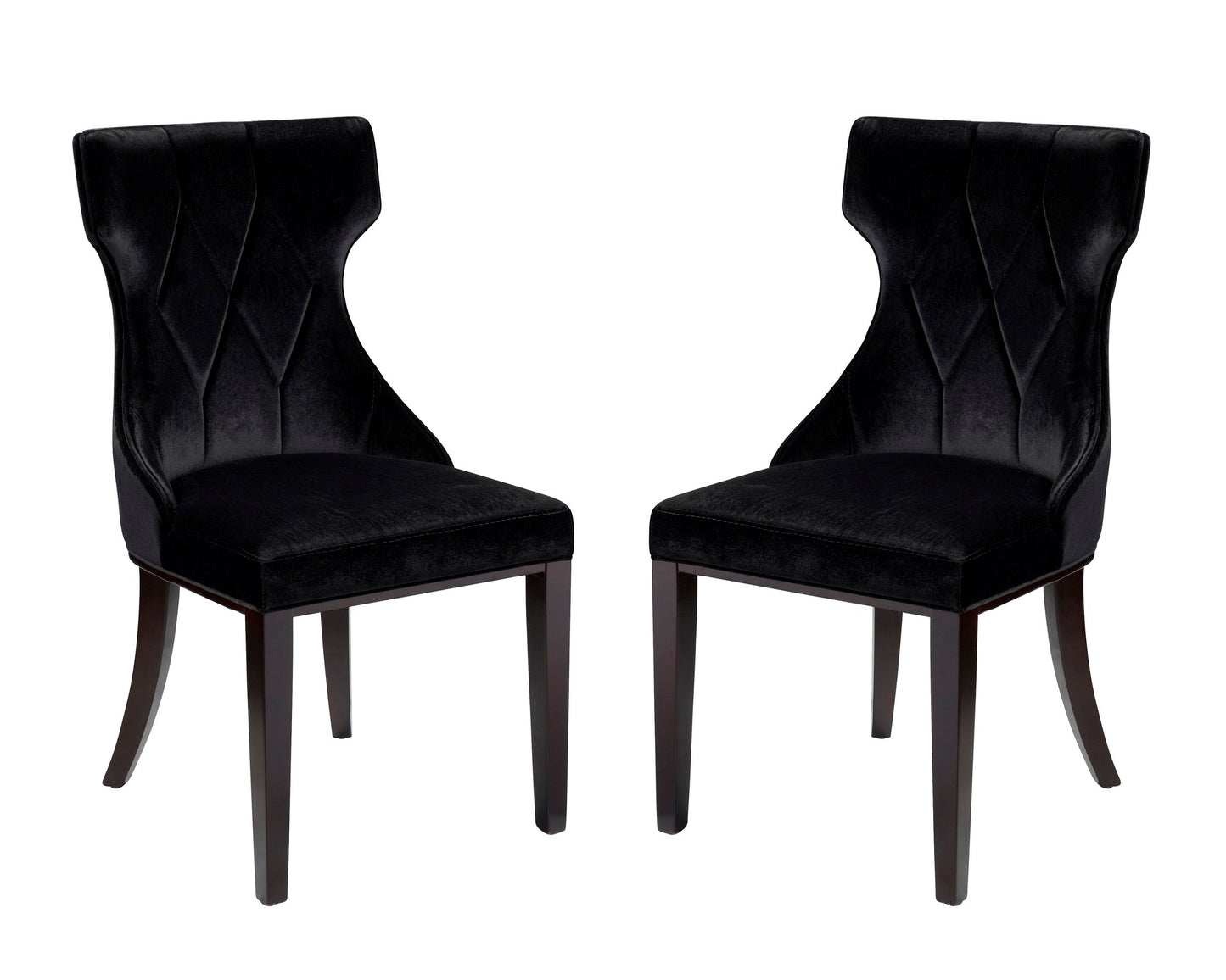 Manhattan Comfort Reine Black and Walnut Velvet Dining Chair (Set of Two) DC007-BK