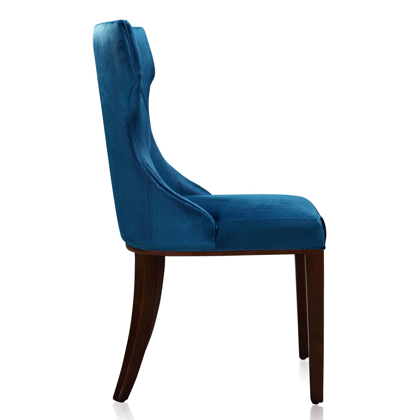 Manhattan Comfort Reine Cobalt Blue and Walnut Velvet Dining Chair (Set of Two) DC007-CB