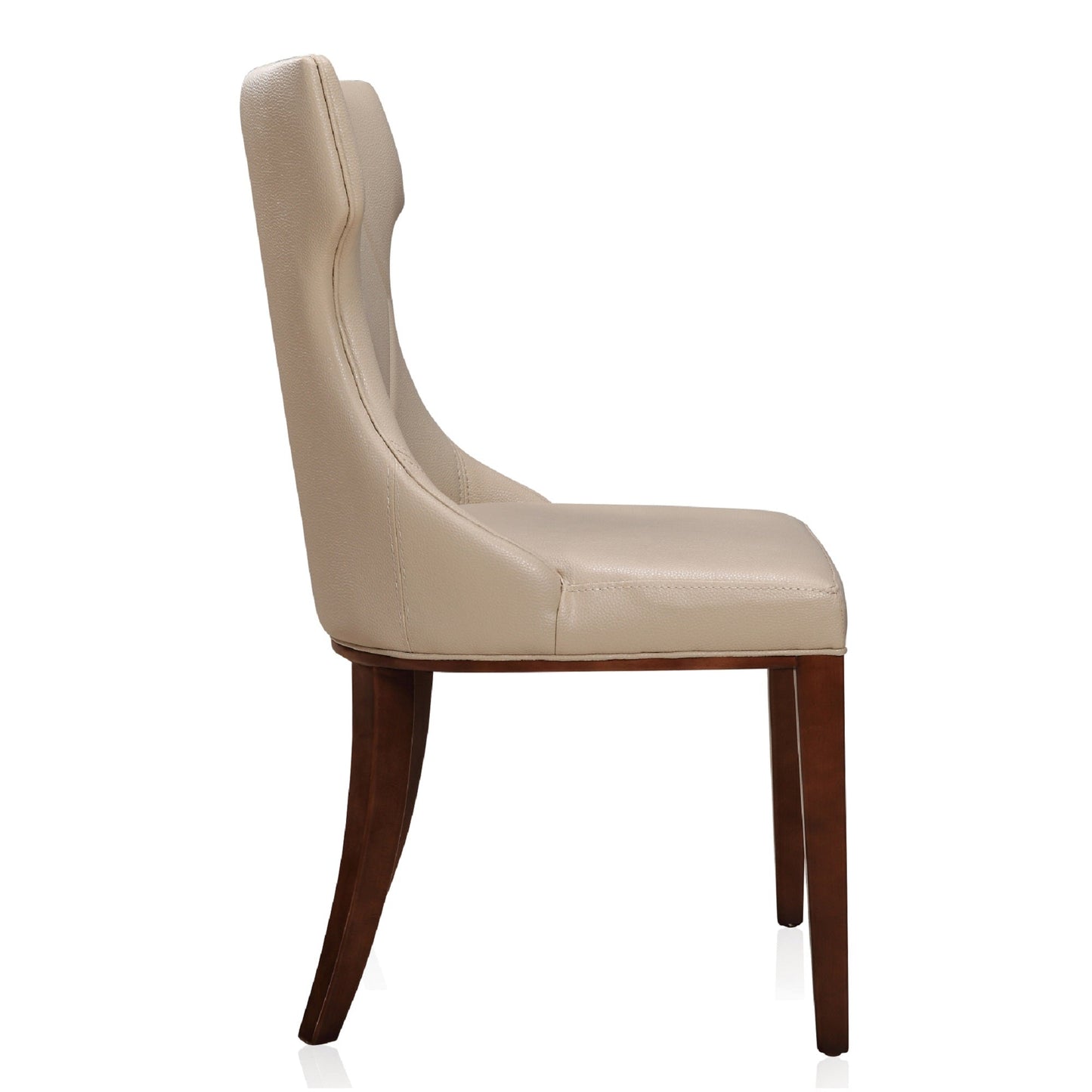 Manhattan Comfort Reine Cream and Walnut Faux Leather Dining Chair (Set of Two) DC007-CR