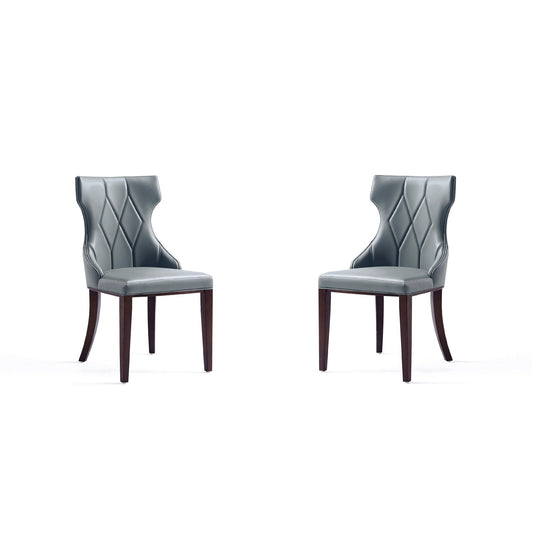 Manhattan Comfort Reine Faux Leather Dining Chair in Pebble Grey (Set of 2) DC007-PE