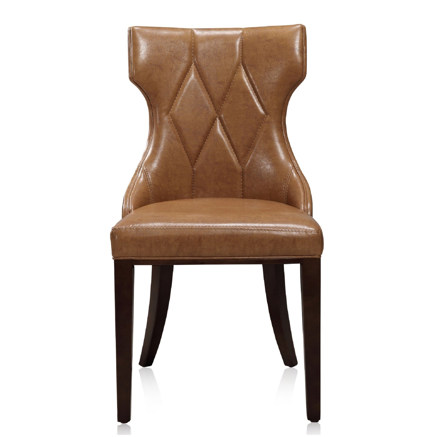 Manhattan Comfort Reine Saddle and Walnut Faux Leather Dining Chair (Set of Two) DC007-SA