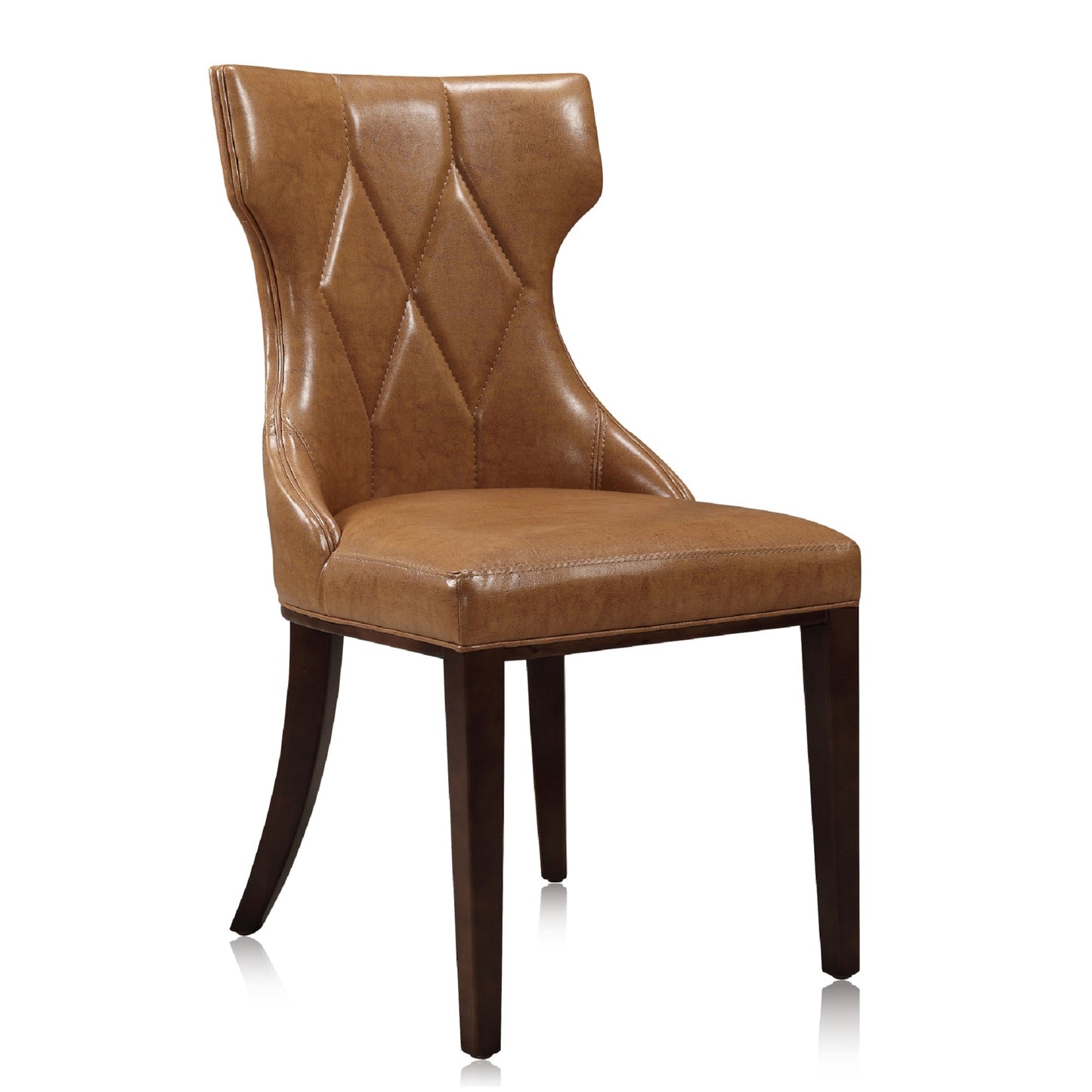 Manhattan Comfort Reine Saddle and Walnut Faux Leather Dining Chair (Set of Two) DC007-SA