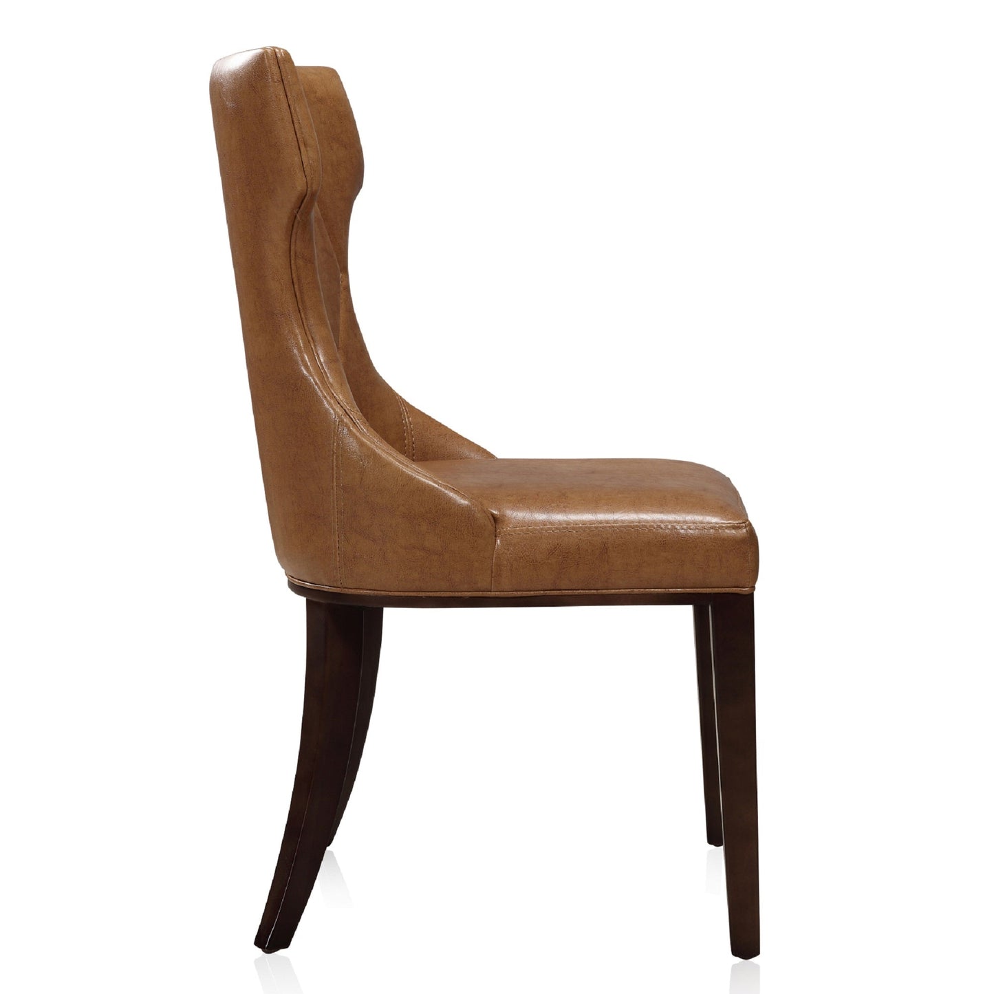 Manhattan Comfort Reine Saddle and Walnut Faux Leather Dining Chair (Set of Two) DC007-SA