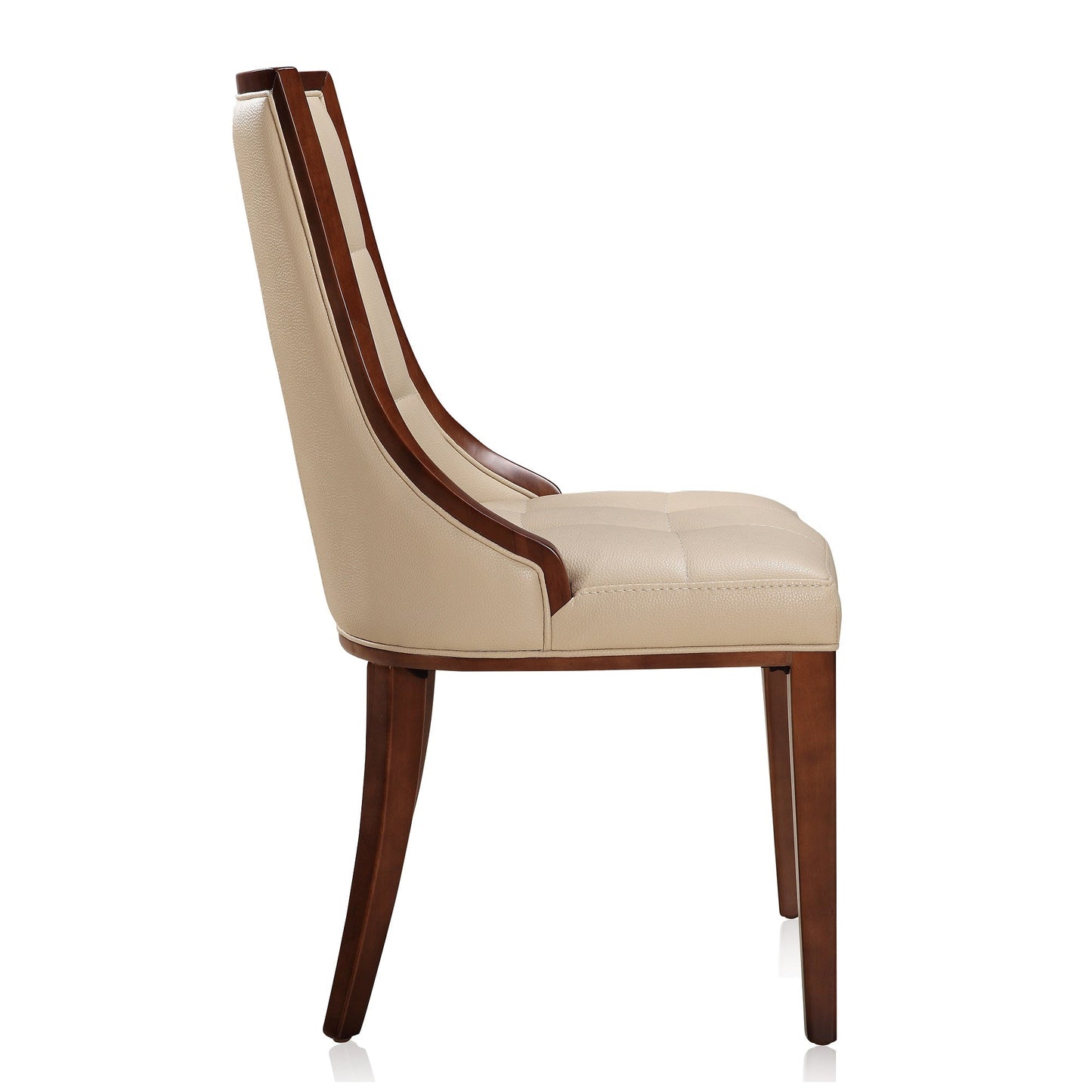 Manhattan Comfort Fifth Avenue Cream and Walnut Faux Leather Dining Chair (Set of Two) DC008-CR