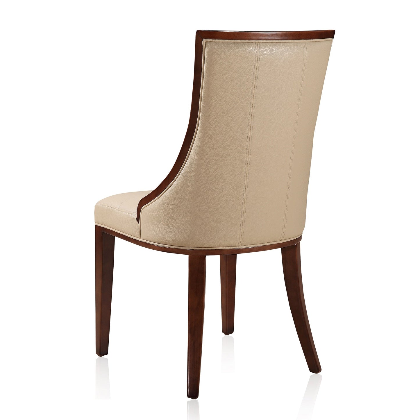 Manhattan Comfort Fifth Avenue Cream and Walnut Faux Leather Dining Chair (Set of Two) DC008-CR
