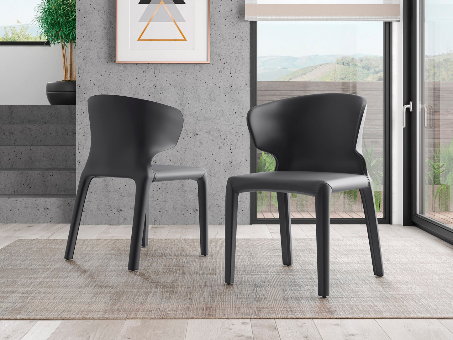 Manhattan Comfort Conrad Grey Faux Leather Dining Chair (Set of 2) DC031-GY