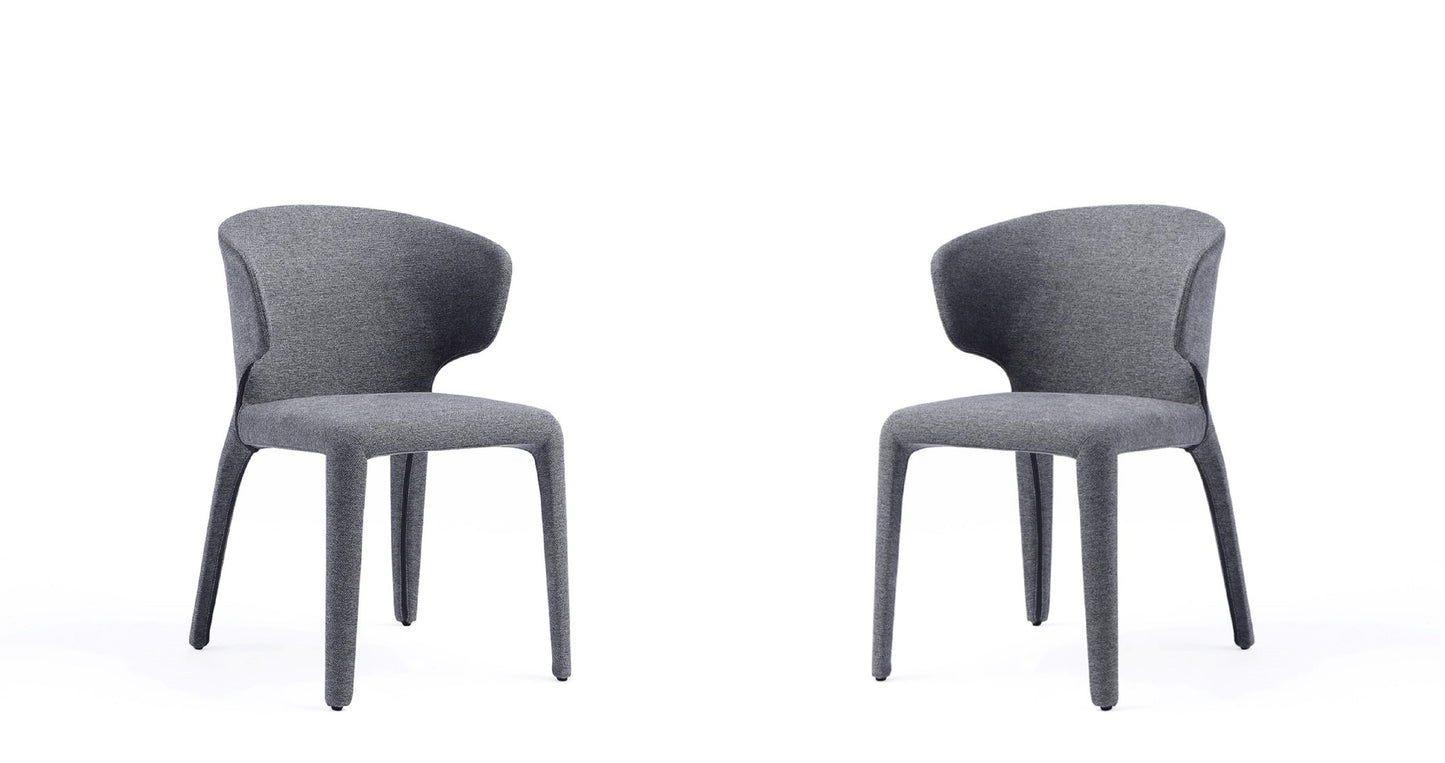Manhattan Comfort Conrad Modern Woven Tweed Dining Chair in Grey (Set of 2) DC031-WGY
