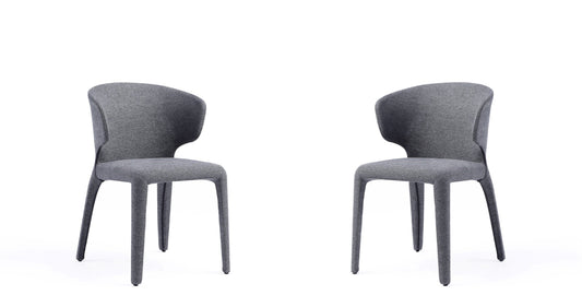 Manhattan Comfort Conrad Modern Woven Tweed Dining Chair in Grey (Set of 2) DC031-WGY