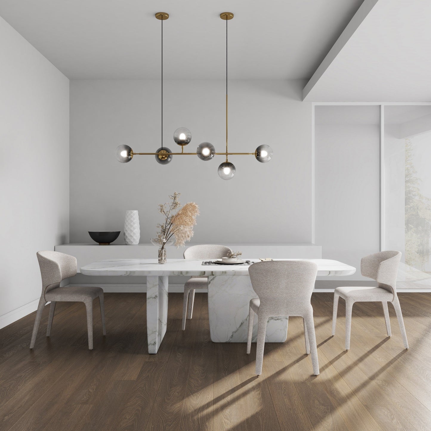 Manhattan Comfort Conrad Modern Woven Tweed Dining Chair in Wheat (Set of 2) DC031-WWT