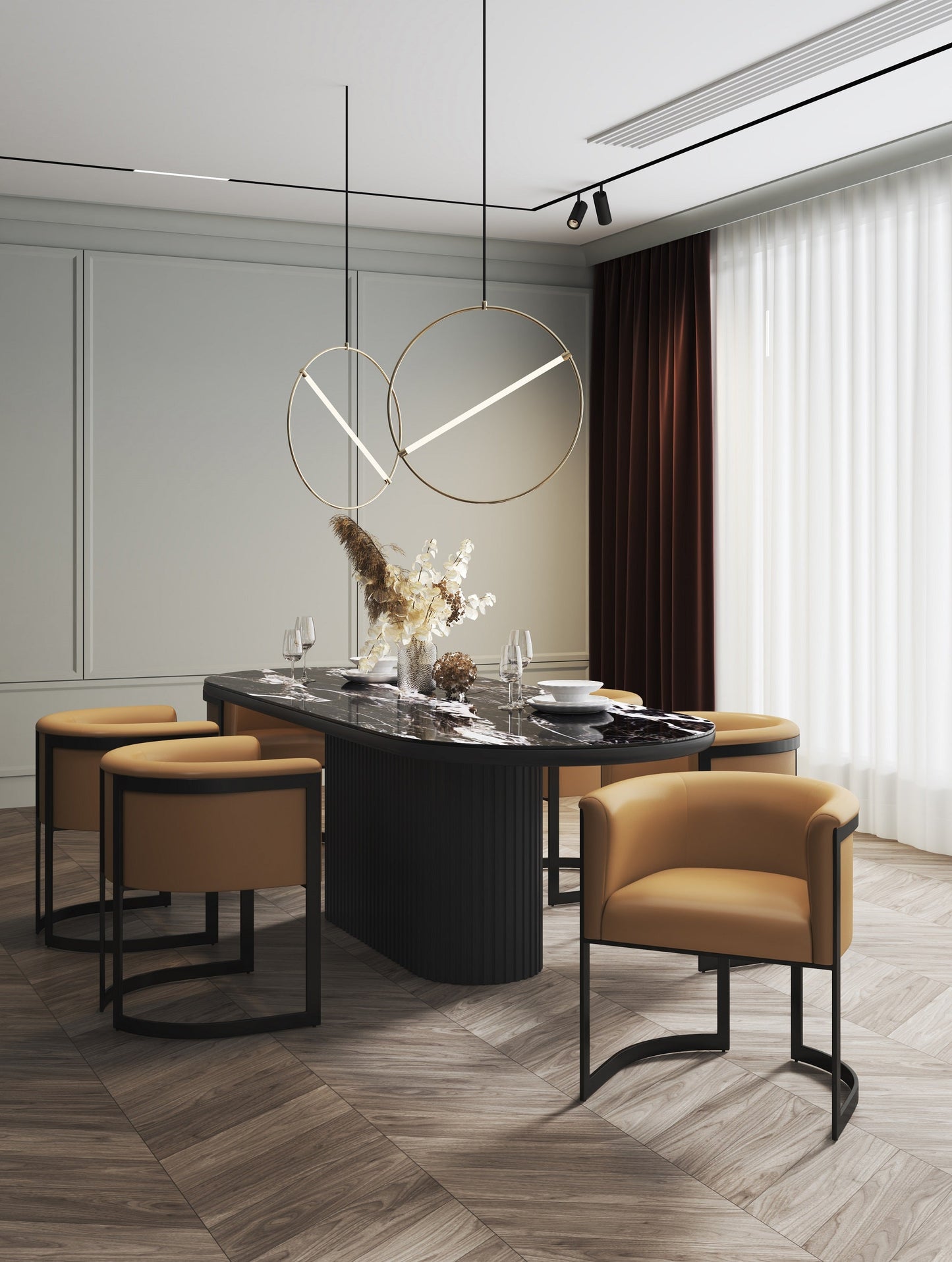 Manhattan Comfort Corso Leatherette Dining Chair with Metal Frame in Tan DC046-CL