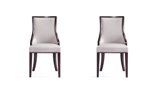 Manhattan Comfort Grand Faux Leather Dining Chairs - Set of 2 in Light Grey DC048-LG