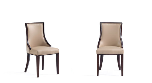 Manhattan Comfort Grand Faux Leather Dining Chair in Tan with Beech Wood Frame (Set of 2) DC048-TN