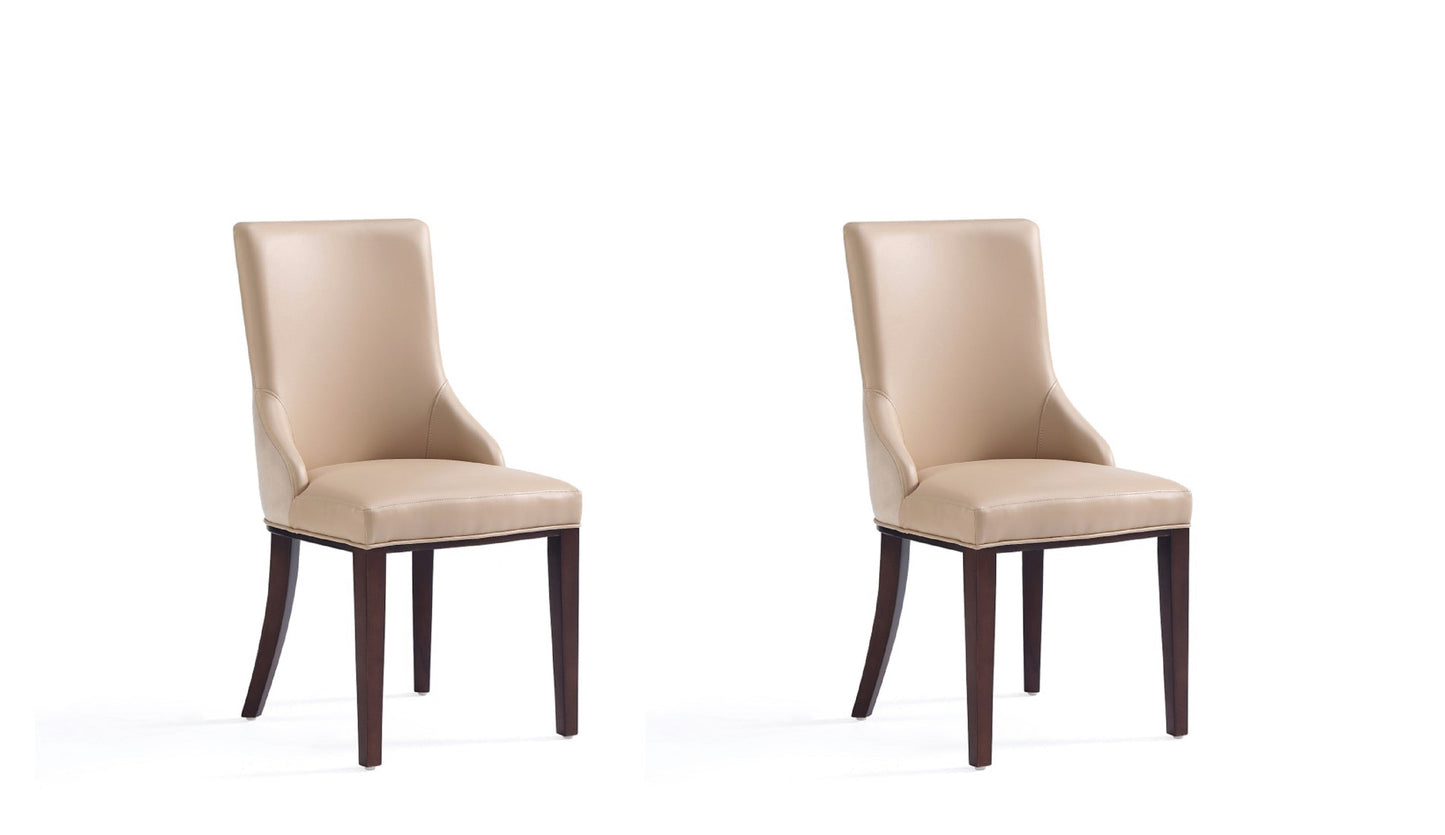Manhattan Comfort Shubert Modern Faux Leather and Velvet Dining Chair in Tan (Set of 2) DC055-TN