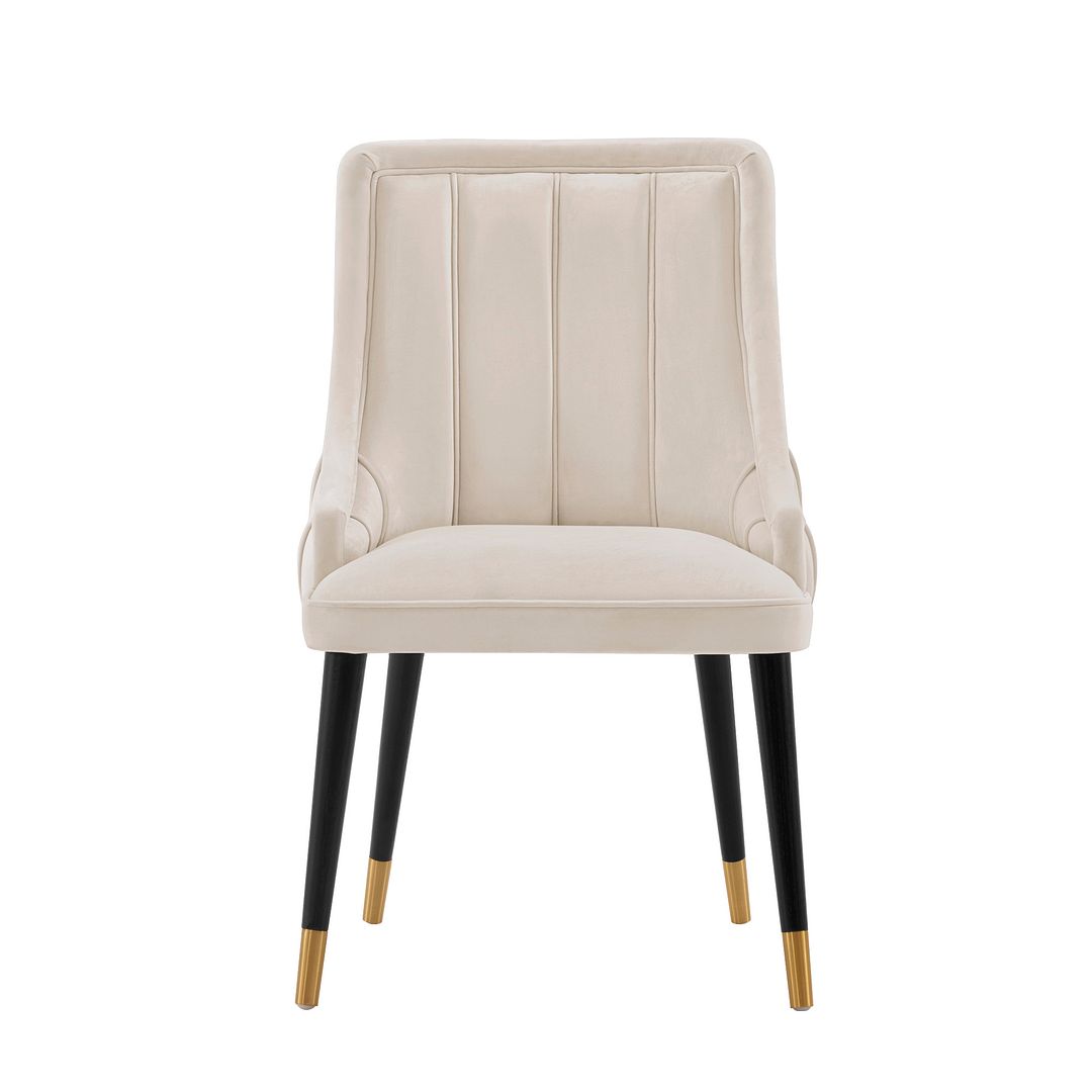 Manhattan Comfort Modern Eda Velvet Dining Chair in Midnight Cream