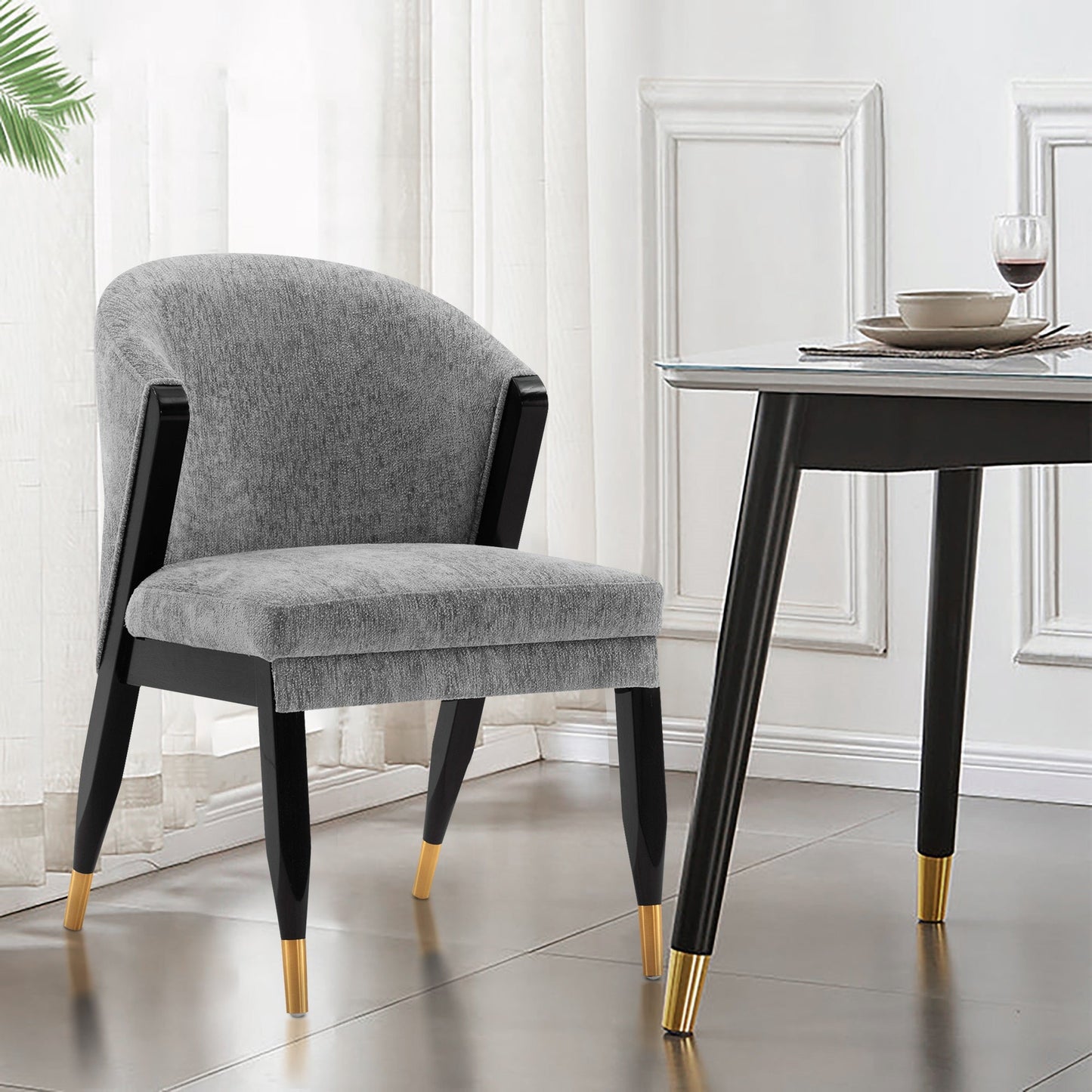 Manhattan Comfort Modern Ola Chenille Dining Chair in Grey DC075-GY