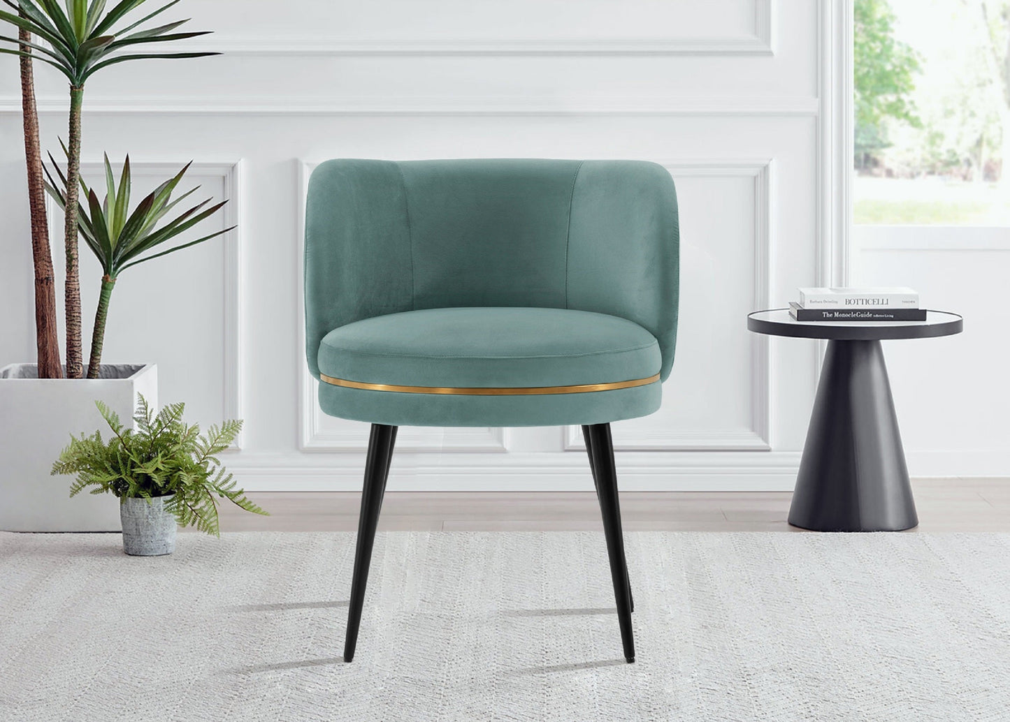 Manhattan Comfort Modern Kaya Pleated Velvet Dining Chair in Mint Green DC080-MG