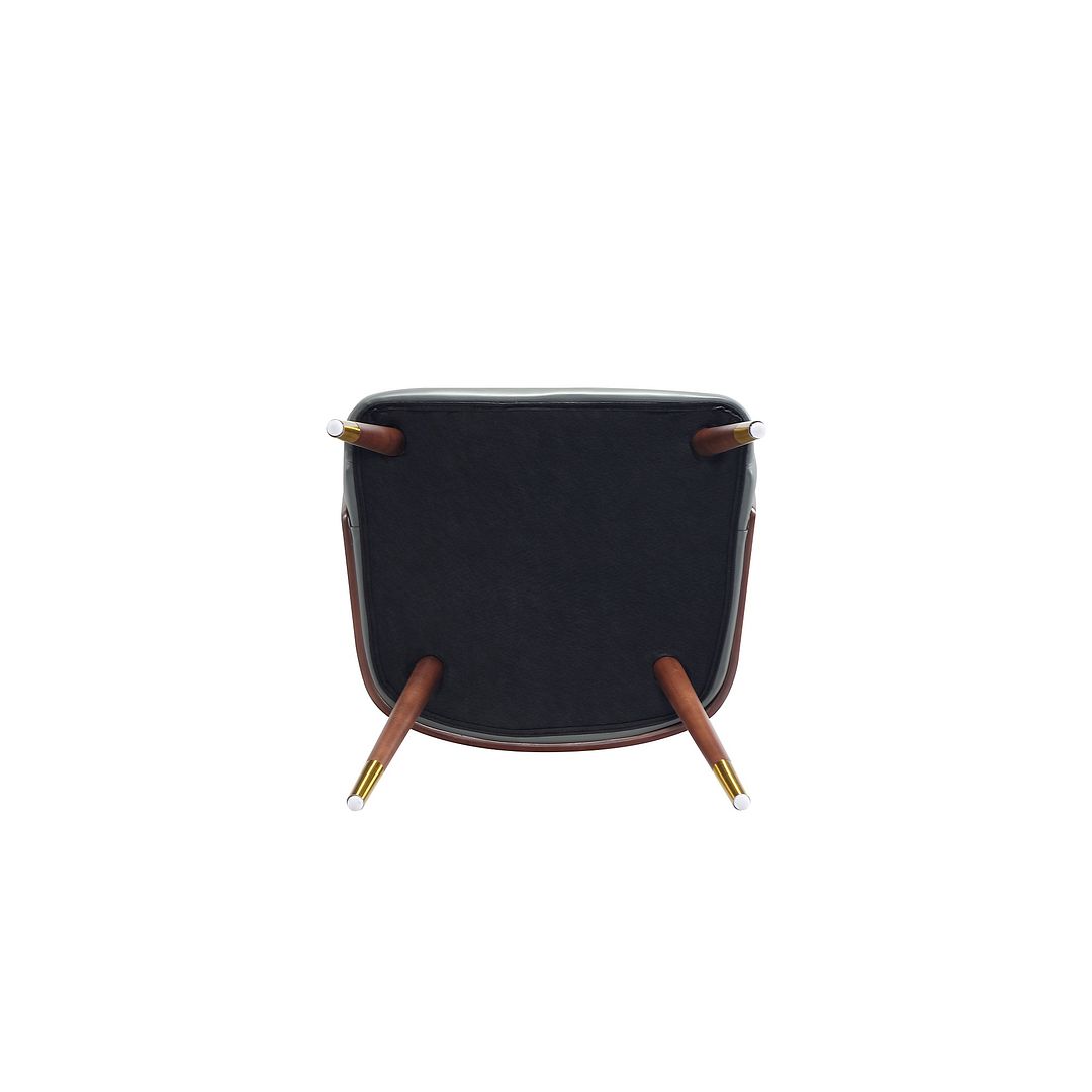 Manhattan Comfort Modern Reeva Dining Chair Upholstered in Leatherette with Beech Wood Back and Solid Wood Legs in Walnut and Graphite Grey